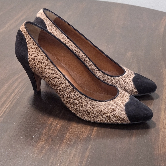 Vintage Valerio Valentini Pump Heels Women's 7.5 AA Brown Black Made In Italy - Picture 2 of 6